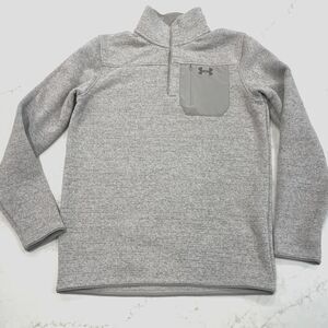 Under Armour Mens Small UA Specialist Henley 1/4 Snap Pullover Loose Fit Gray